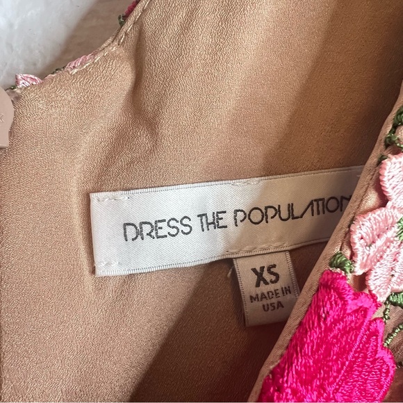 Dress the Population Mina Dress XS Floral Crochet Mini Wedding Cocktail Vacation - Picture 5 of 12